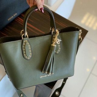 Michael Kors Brooklyn Small Leather Satchel Bag  สีเขียว olive ขนาด 11" Lx 5" Wx 7.5" H งาน shop มาพร้อมถุงผ้า