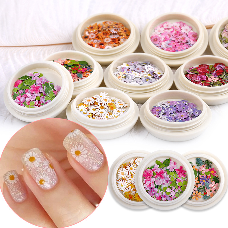 สติกเกอร์ ลายดอกไม้แห้ง 3D สำหรับติดตกแต่งเล็บ DIY 50 ชิ้น