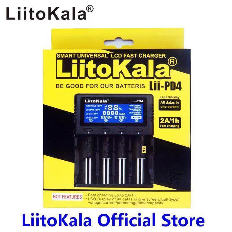 เครื่องชาร์จ Liitokala Lii-PD4 หน้าจอดิจิตอล รองรับ 1.2V 3.7V Li - ion/IMR/LiFePO4: 26650,21700, 207
