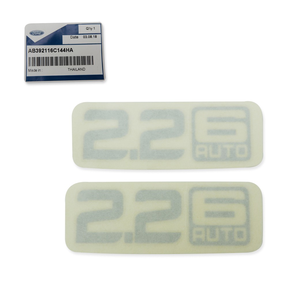 สติ๊กเกอร์ Sticker "2.2 6 AUTO" 2 ชิ้น ซ้าย+ขวา ของแท้ ฟอร์ด แรนเจอร์ สีโครเมี่ยม สำหรับ Ford Ranger ปี 2012-2018