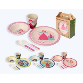 🐼 Yookidoo Bamboo Ware Kids Set ชุดจาน เซท 5 ชิ้น ทำจากเยื่อไม้ไผ่ชั้นดี ปลอดภัยสำหรับลูกน้อย