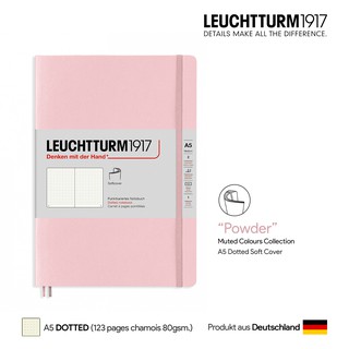 Leuchtturm1917 Muted Colours A5 Dotted Soft Cover "Powder" - สมุดโน๊ตปกอ่อน Leuchtturm A5 ลายจุด สีชมพูนมเย็น