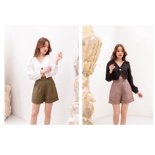 Cadres | Kira top &amp; shorts ชุดเซท over size ไม่รัดรูป แต่งกระดุมหน้า ดีไซน์เซ็กซี่เบาๆ มีซิปซ่อนด้านหลัง