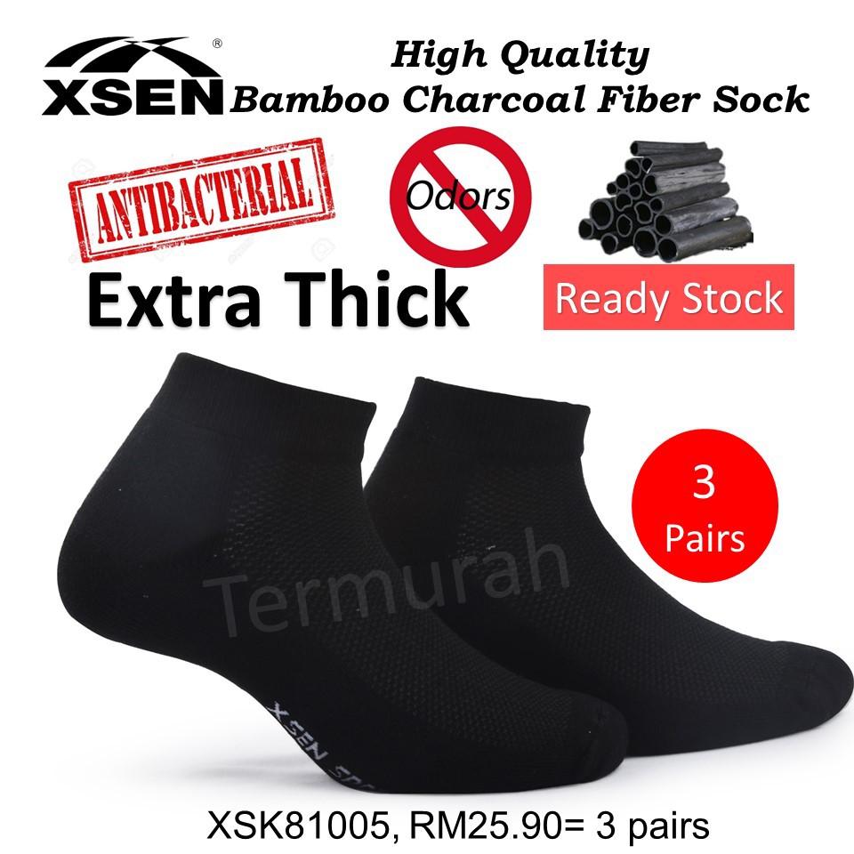 Stokin Bamboo TEBAL ABOVE ANKLE XSEN ถุงเท้าถุงเท้าต้านเชื้อแบคทีเรียหนา