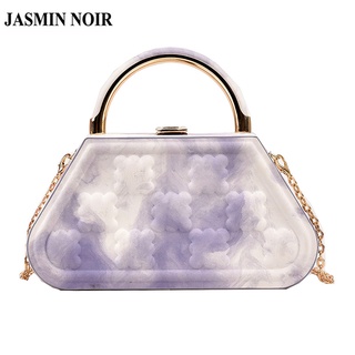 Jasmin NOIR กระเป๋าถือ กระเป๋าสะพายไหล่ ลายสก๊อต มีสายโซ่คล้อง สําหรับสตรี