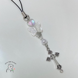 📓♡ keychain | พวงกุญแจ น่ารักที่สุด โทนขาวๆ มุกๆ ผีเสื้อ จี้ดอกไม้ ไม้กางเขน 🌷✨🦋