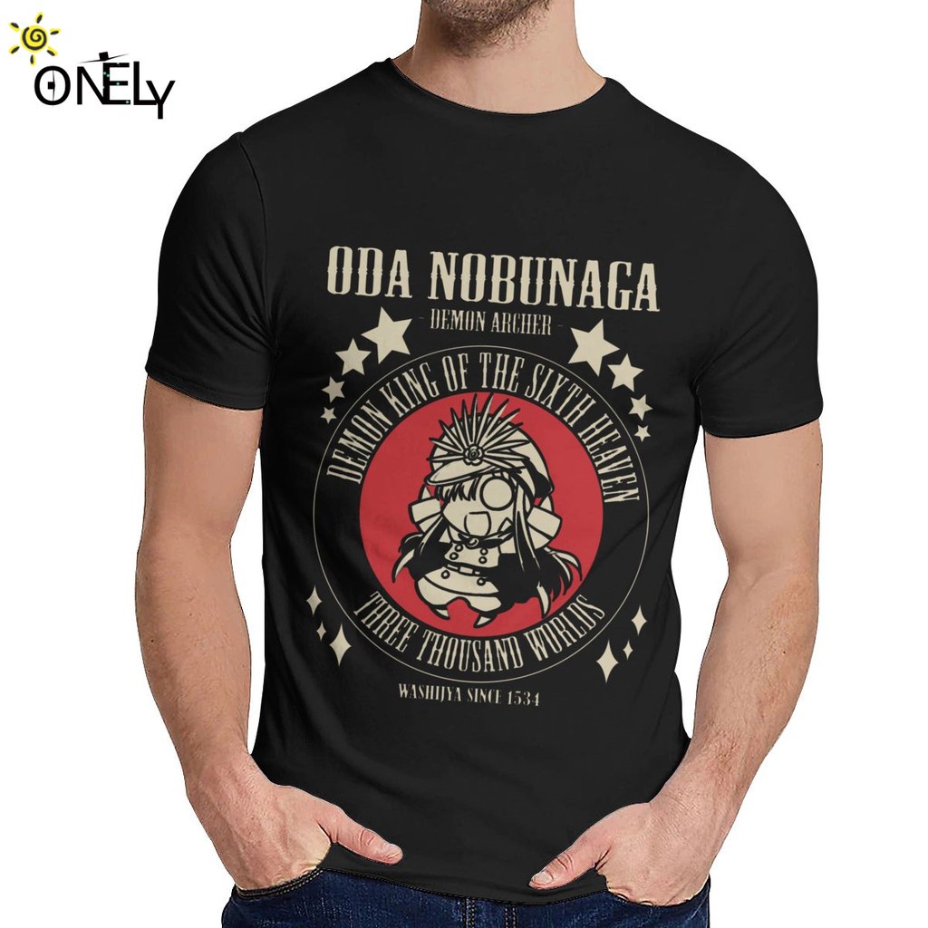 ล่าสุด Oda Nobunaga De*on Ar*her พิมพ์เสื้อยืดผ้าฝ้ายแขนสั้นรอบคอด้านบนผู้ชาย
