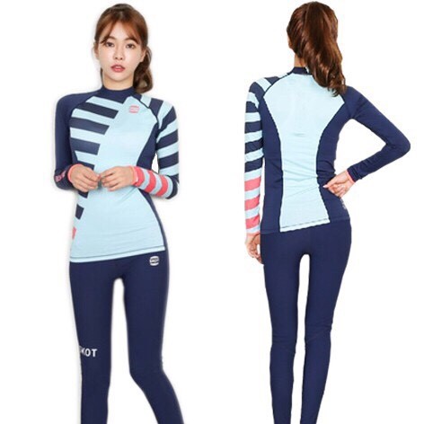 1701 [โปรลด ] สินค้าพร้อมส่ง M-L-XL-2XL ชุดว่ายน้ำแขนยาวSKOTผ้าSpandex พร้อมกางเกงขายาว เซ็ต 3 ชิ้น กันยูวี ส่งทันที
