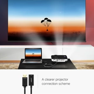 UGREEN รุ่น 40363 หางหนู Display Port to HDMI Male to Female Adapter รองรับ 4K สายยาว 25cm