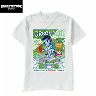 แขนสั้นcrew neckเสื้อยืด พิมพ์ลายวง Green DayS-XXXXL