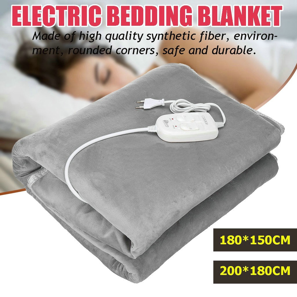 Electric Heating Blanket ผ้าห่มไฟฟ้า ผ้าปูนอนไออุ่น ผ้าคลุมเตียงให้ความอบอุ่น ปรับได้ 4 ระดับ ขนาดใหญ่ 150X180 cm ผ้าห่ม
