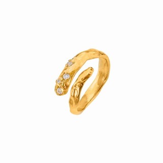 LAC.COLLECTION - S Ring with diamond แหวนสีทองประดับเพชร ปรับขนาดได้