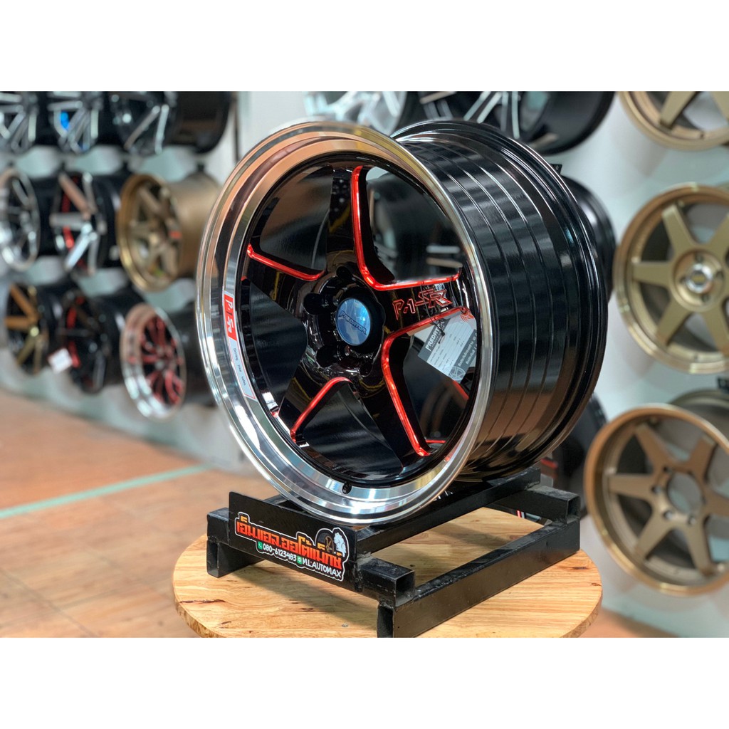 ล้อแม็กใหม่เวล Weld Predator PD32 18x8.5 5x114 ET35 สีดำขอบมิลลิ่งแดง ...