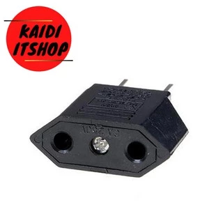 (1 ชิ้น) ปลั๊กแปลงขาแบนเป็นขากลม (สีดำ) plug adapter two round head