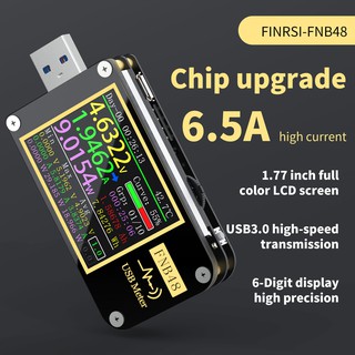 เครื่องวัดไฟฟ้า FNB48 PD Trigger Voltmeter USB 3.0 Voltage and Current Tester DC 4-24V 6.5A USB C Multimeter PPS Fast Ch