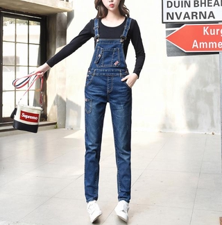 Mixmall ชุดเอี้ยมยีนขายาว เอี้ยมยีน Classic Stylish Denim Jumpsuit