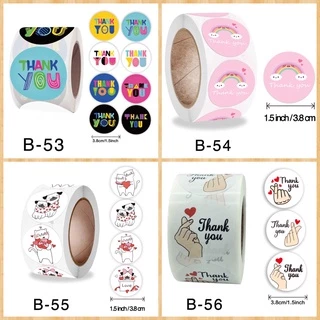สติ๊กเกอร์Thank you ขนาดใหญ่ ขนาด 1.5 นิ้ว(3.8 ซม) 500 ดวง/ม้วนพร้อมส่ง(ซื้อครบ10ม้วนแถมม้วนใหญ่1.5นิ้ว 1ม้วน)