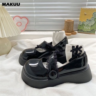 Makuu รองเท้าแพลตฟอร์ม รองเท้าแมรี่เจน ส้นเตี้ย สไตล์วินเทจ แฟชั่นฤดูใบไม้ผลิ และฤดูใบไม้ร่วง สําหรับผู้หญิง