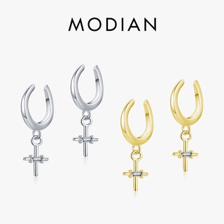 Modian ต่างหูเงินแท้ 925 แบบคลิปหนีบ หรูหรา เรียบง่าย เครื่องประดับแฟชั่น สําหรับผู้หญิง