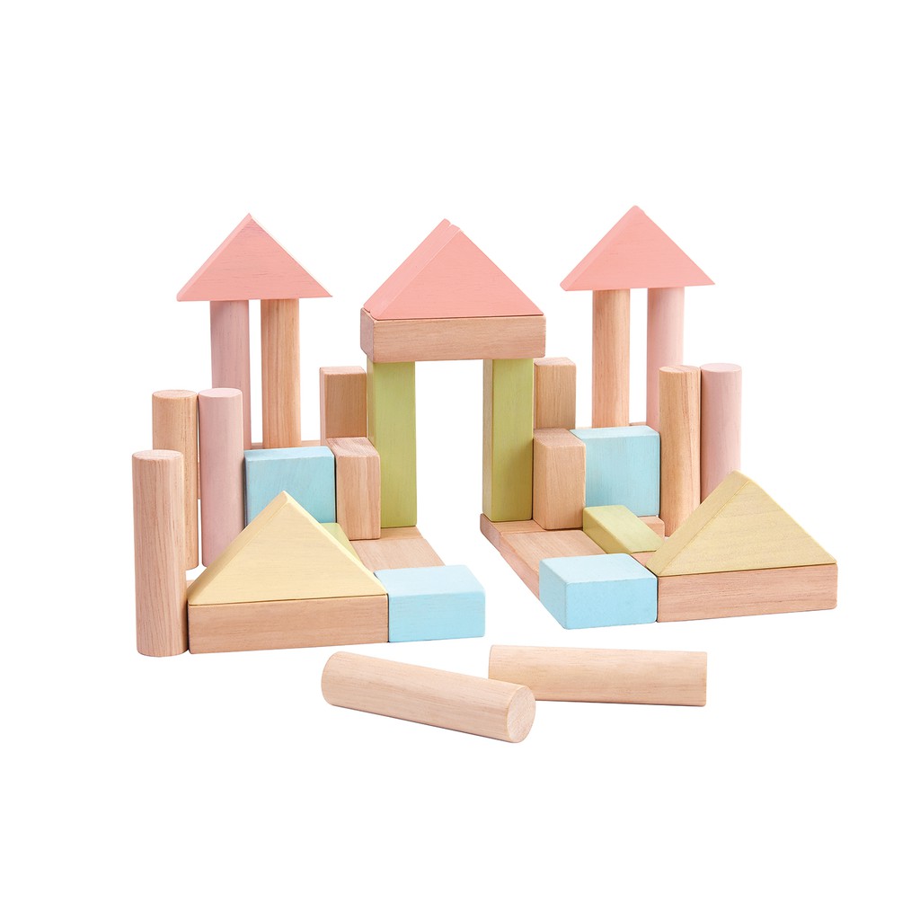 PlanToys ของเล่นไม้ 5507 40 Unit Blocks ชุดบล็อก 40 ชิ้น เสริมพัฒนาการ สำหรับเด็กอายุ 18 เดือน ขึ้นไป