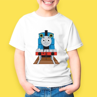 เสื้อยืดคอกลมพิมพ์ลายรถไฟโทมัสแฟชั่นสําหรับเด็กผู้ชาย THOMAS TRAIN