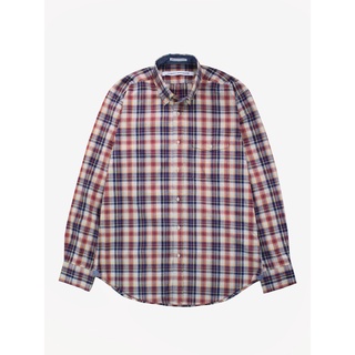 [JBB*] BUTTON-DOWN COLLAR SHIRT IN INDIGO ORANGE MADRAS CHECK เจบีบี เชิ้ต ผ้าคอตตอน แขนยาว ผ่าหน้า เชิ้ตผู้ชาย ลายตาราง