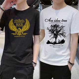 【100% cotton】ใหม่ เสื้อยืด แขนสั้น พิมพ์ลายโลโก้นกอินทรี ไซส์ S-3XL ไซส์ใหญ่ เสื้อคู่รัก เสื้อคนอ้วน 100 กก.