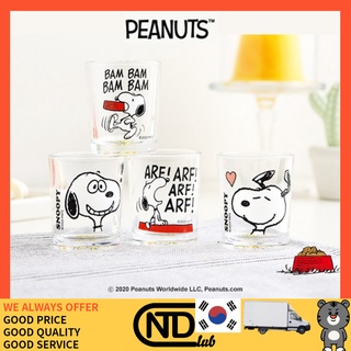 Peanuts Snoopy ชุดแก้ว ลาย สนูปปี้ ขนาดเล็ก 40 มล. x 4 แบบ แก้วโซจู จากเกาหลี