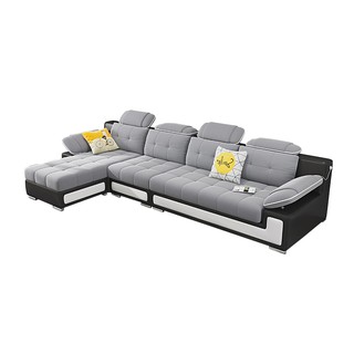 BAIERDI MALL SOFA โซฟาชาร์จอัจฉริยะโซฟาผ้าสำหรับที่นั่งเล่น โซฟาที่ทันสมัยที่เรียบง่าย มีช่องเสียบสายชาร์จ โซฟา4ที่นั่ง