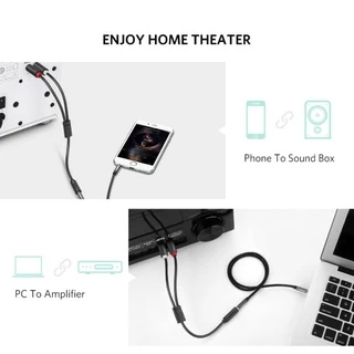 UGREEN รุ่น 10561 สายเคเบิ้ล 2RCA Male to Aux 3.5mm Female ความยาว 25cm สำหรับเครื่องเสียง โฮมเธียเตอร์ เฮดโฟน