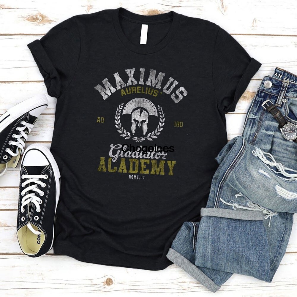 เสื้อยืดสีขาวMaximus Aurelius Russell Crowe Gladiator Academy 2000 เสื้อเชิ้ต พิมพ์ลายภาพยนตร์ วันเก