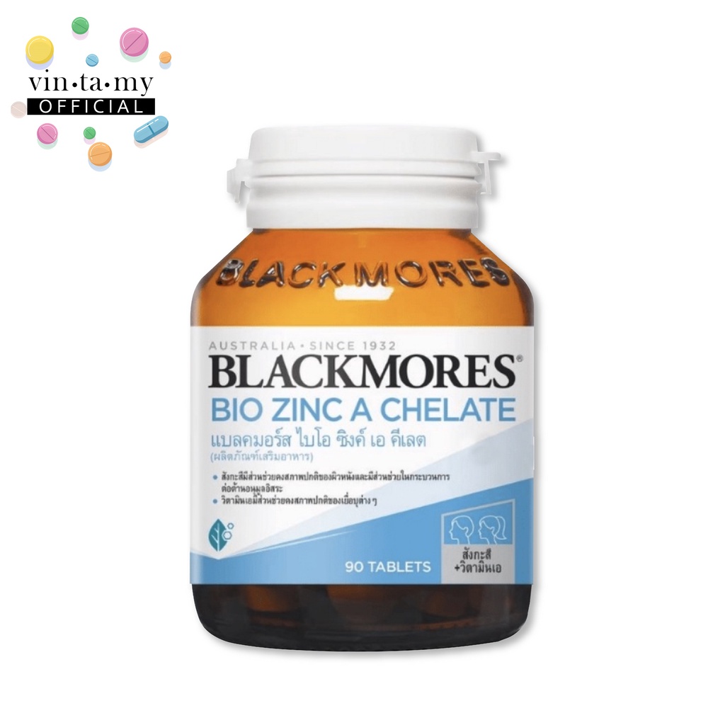 [ราคาพิเศษ!]Blackmores(แบล็คมอร์) Bio Zinc A Chelate ขนาด 90 เม็ด[EXP.03/02/2027]คุมความมันบนใบหน้า