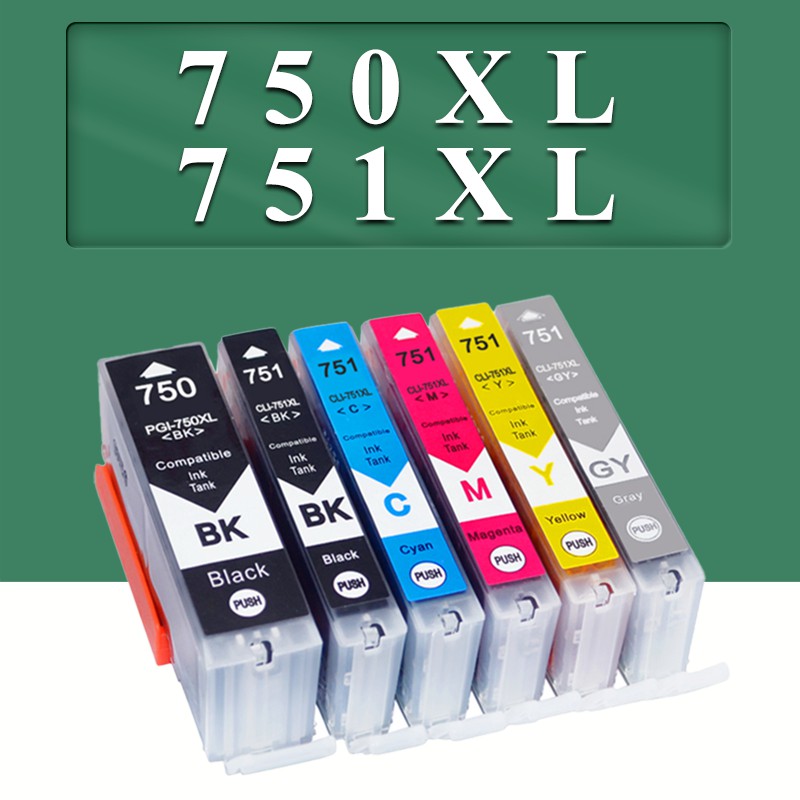 PGI 750XL CLI 751XL หมึก PGI 750 CLI 751 สีดำ PGI750XL CLI751XL ตลับหมึกสำหรับ Canon IP8770 IP7270 I