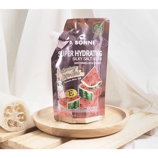 Abonne Super Hydrating Silky Salt Scrub Watermelon &amp; Vitamin E 350gเกลือสครับน้ำหอมสูตรซุปเปอร์แตงโมและวิตอี