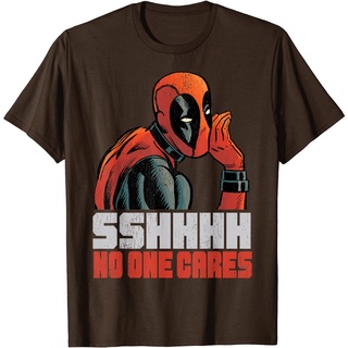 เสื้อยืดลําลอง แขนสั้น พิมพ์ลาย Marvel Deadpool SSHHHH No One Cares Whisper สไตล์เกาหลี คุณภาพสูง