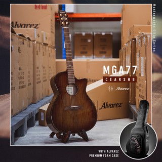 Alvarez MGA77CEARSHB กีตาร์โปร่งไฟฟ้าทรง GA สเปค All Solid Black Walnut พร้อมโฟมเคส