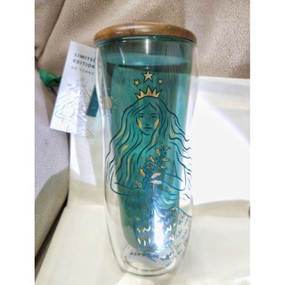 Starbucks แก้วใส  Siren ฝาไม้ 50th Anniversary ขนาด 10oz.