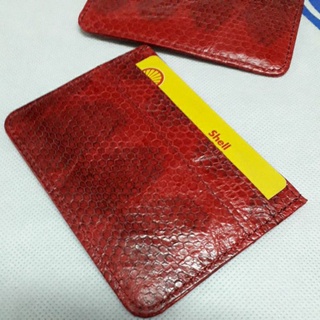 card holder red ช่องใส่การ์ดหนังงูเห่าแท้