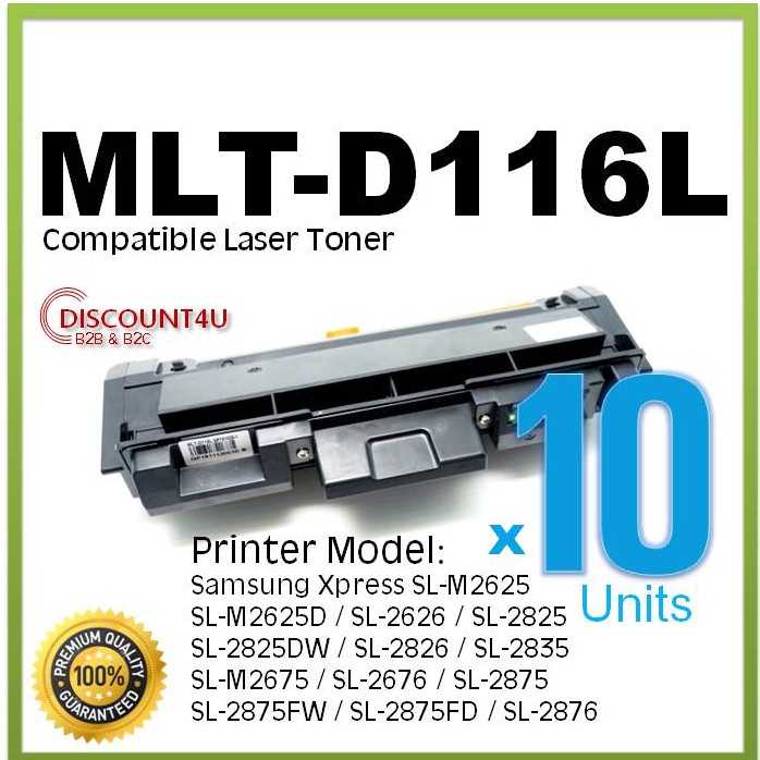 **Pack10**Discount4U ตลับหมึกเลเซอร์เทียบเท่า Toner Samsung  MLT-D116L  D116L D116  116L D116 MLTD11