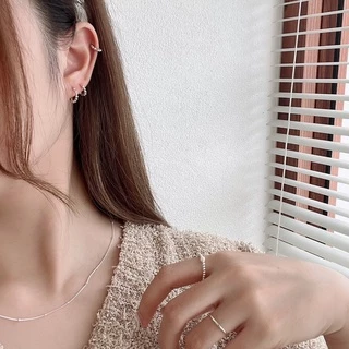 Suwann.na [ราคาต่อคู่] ต่างหู ต่างหูเงินแท้ ต่างหูห่วง ห่วงหมุด ห่วงจุด