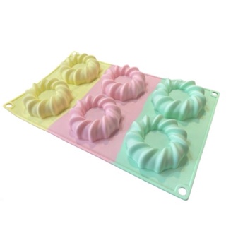 แม่พิมพ์ ซิลิโคน ทรง โดนัทเกลียวแบบฝรั่งเศส 6 ช่อง Cruller Donut Silicone ซิลิโคน โดนัทเกลียว