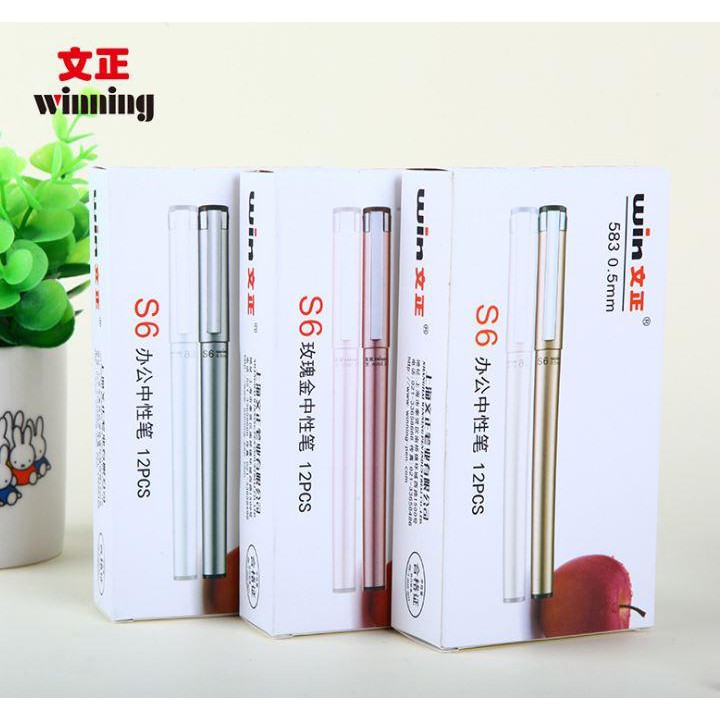 หวี 3 Winning WIN 583 S6 ปากกาลายเซ็นเจล 0.5 มม. หมึกสีดํา