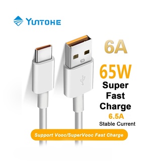 YUNTOHE 65W 6A Super Dart สายชาร์จ USB Type C 1M/2M สายชาร์จข้อมูลสำหรับ Redmi Xiaomi Poco M3 x3 NFC F2 Mi 11 9