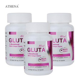 L-Glutathione Collagen Plus Vitamin C x 3 ขวด แอล-กลูตาไธโอน คอลลาเจน เปปไทด์ จากปลาทะเล พลัส วิตามินซี Athena เอเธน่า