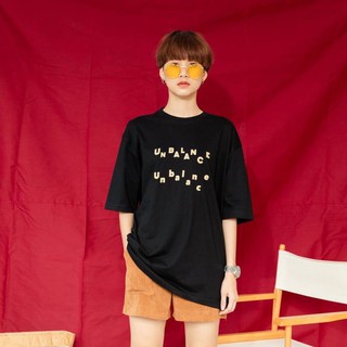 97X - black UNBALANCE | oversize เสื้อยืดโอเวอร์ไซส์ เสื้อยืดสีดำ