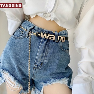 【COD Tangding】Happy Wang สายโซ่โลหะ คล้องเอว ลายตัวอักษร อุปกรณ์เสริม