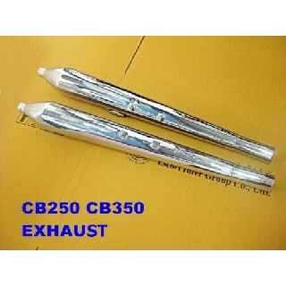 HONDA CB250 CB350 EXHAUST MUFFLER (2 PCS.) LH&amp;RH BM STYLE "NEW" // ท่อไอเสีย ท่อคู่  สินค้าคุณภาพดี