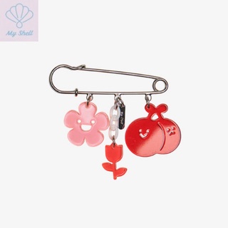 [Samantha Thavasa] Myshell_Knit Bag_Charm_Accessories_Shell pin_Flower Red