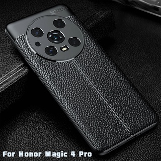 เคสโทรศัพท์หนังนิ่ม กันกระแทก สีพื้น หรูหรา สําหรับ Honor Magic 4 Pro