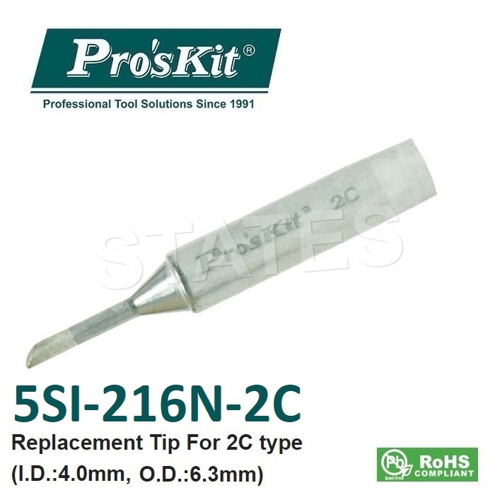 ProsKit 5SI-216N-2C ปลายทดแทนสําหรับ SS-206C/ SS-207C/ SS-989C / SI-130 Series เหล็ก